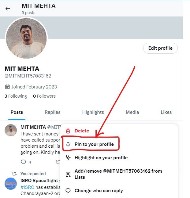 how pin a tweet
