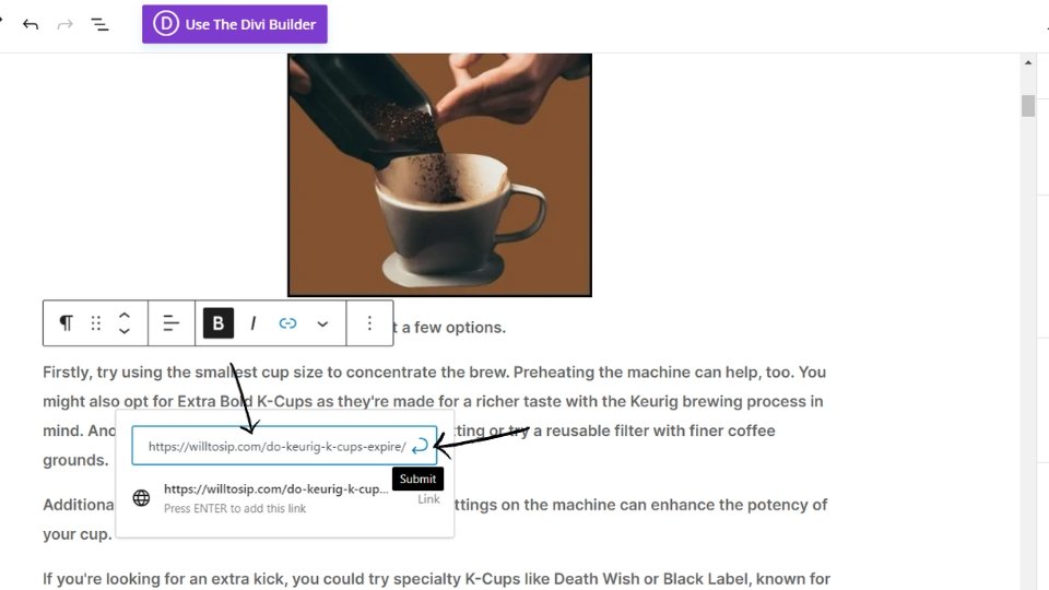 Insert a URL and click Submit