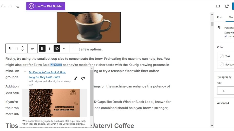 View a preview and more advanced link settings